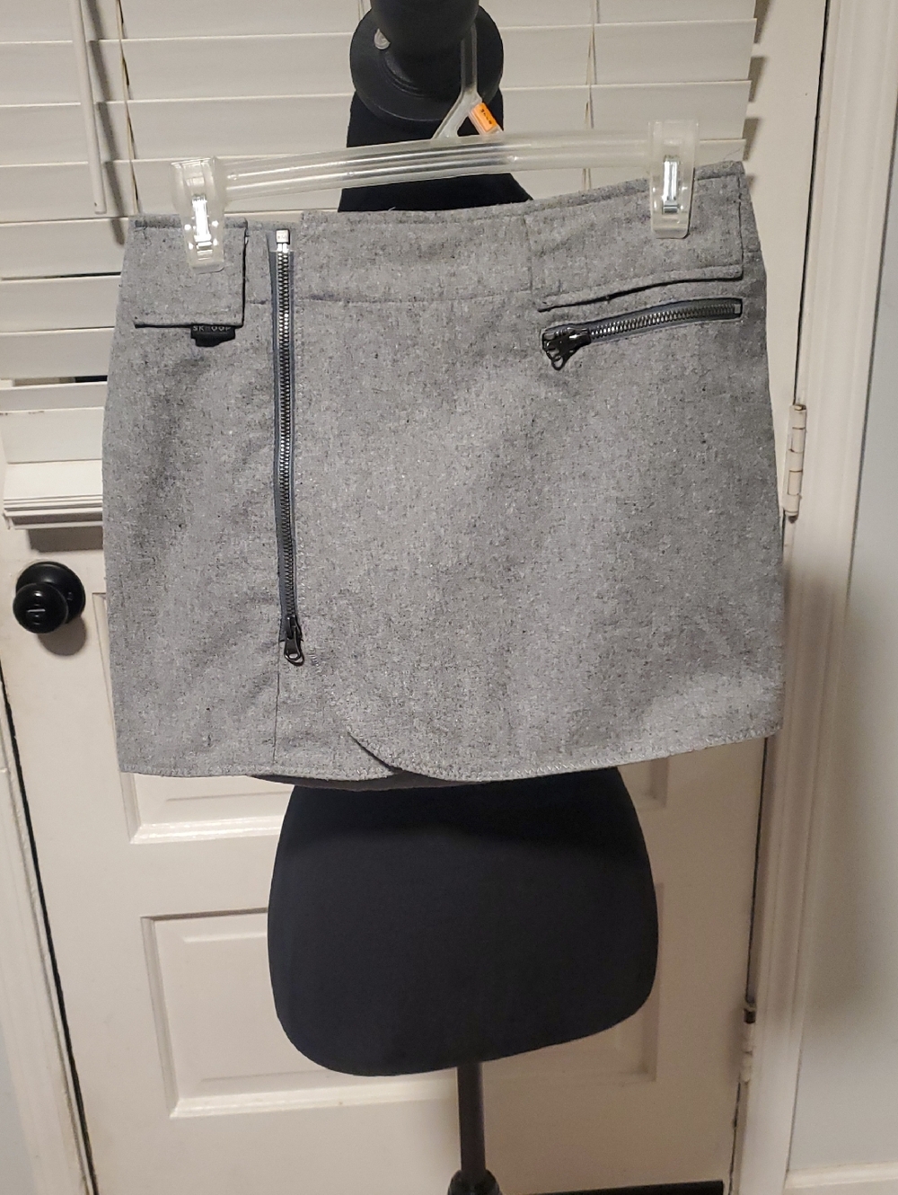 SkHoop Heather Gray Mini Skirt with Front Zipper Accents